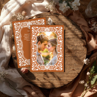 Cartão De Agradecimento foto de casamento mexicano de terracota Talavera
