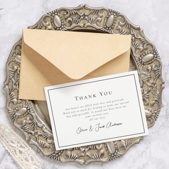 Cartão De Agradecimento Foto de Casamento Minimalista (Criador carregado)