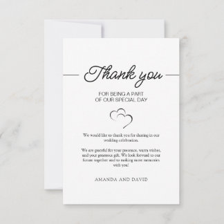 Cartão De Agradecimento Foto de Casamento Minimalista de Script Simples