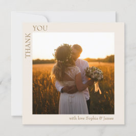Cartão De Agradecimento Foto de casamento minimalista moderna
