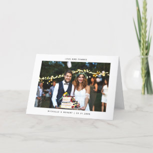 Cartão De Agradecimento Foto de casamento minimalista moderno de amor e Ob