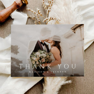 Cartão De Agradecimento Foto de casamento moderna e elegante simples