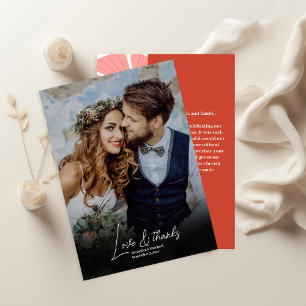 Cartão De Agradecimento Foto de casamento moderna e groovy com margaridas