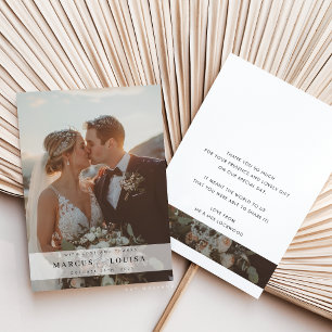 Cartão De Agradecimento FOTO DE CASAMENTO moderna elegante chic e comercia