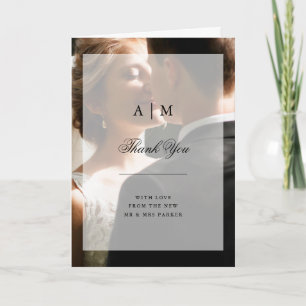 Cartão De Agradecimento Foto de casamento moderno com sobreposição Obr