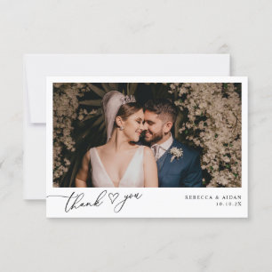Cartão De Agradecimento Foto de Casamento Moderno do Coração Elegante