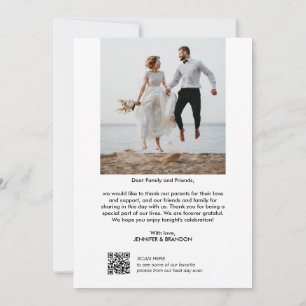 Cartão De Agradecimento Foto de casamento moderno do Script de código QR 