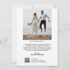 Cartão De Agradecimento Foto de casamento moderno do Script de código QR O