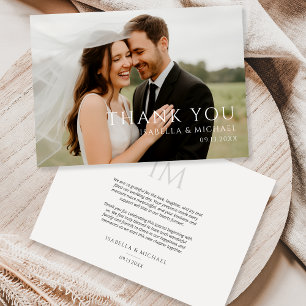 Cartão De Agradecimento Foto de casamento moderno minimalista elegante