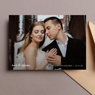 Cartão De Agradecimento Foto de casamento moderno Obrigado
