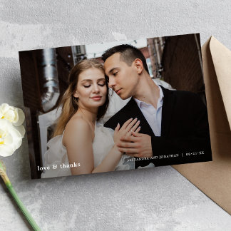 Cartão De Agradecimento Foto de casamento moderno Obrigado