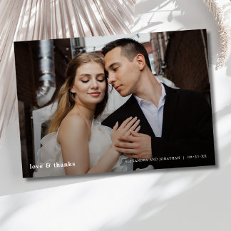Cartão De Agradecimento Foto de casamento moderno Obrigado