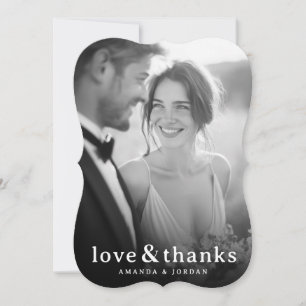 Cartão De Agradecimento Foto de casamento monocromática alegre