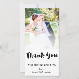 Cartão De Agradecimento Foto de Casamento Obrigado Chunky Preto
