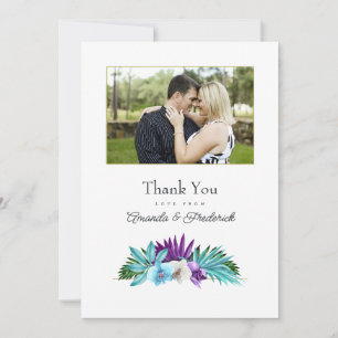 Cartão De Agradecimento Foto de Casamento Orquídeo Tropical
