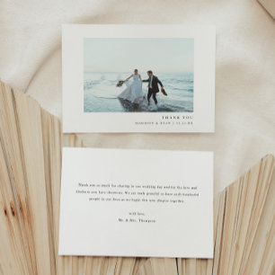 Cartão De Agradecimento Foto de casamento personalizada moderna e simples