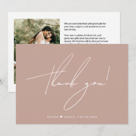 Cartão De Agradecimento Foto de Casamento Personalizado Chic - Cor-de-rosa