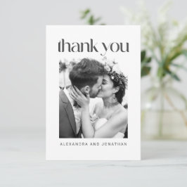 Cartão De Agradecimento Foto de Casamento Personalizado da Tendência Moder