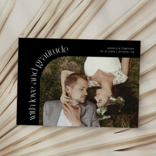 Cartão De Agradecimento Foto de casamento preto com amor e gratidão