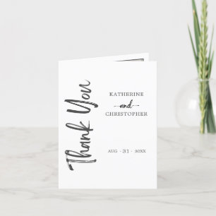 Cartão De Agradecimento Foto de casamento preto e branco em Script Elegant