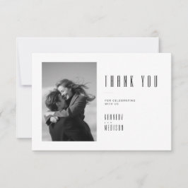 Cartão De Agradecimento Foto de casamento preto e branco minimalista moder
