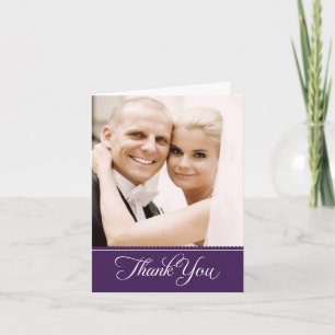 Cartão De Agradecimento Foto de Casamento Roxo Elegante