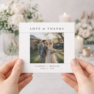 Cartão De Agradecimento Foto de Casamento Rústico Simples Moderno de Amor