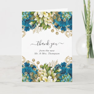 Cartão De Agradecimento Foto de casamento shabby vintage em turquesa e dou