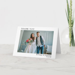 Cartão De Agradecimento Foto de Casamento Simples e Moderna Dobrada