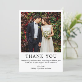 Cartão De Agradecimento Foto de Casamento Simples Moderno Minimalista