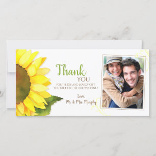 Cartão De Agradecimento Foto de casamento Sunny Sunflower Muito Obrigado