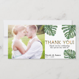 Cartão De Agradecimento Foto de Casamento Tropical na Selva Obrigado Safar