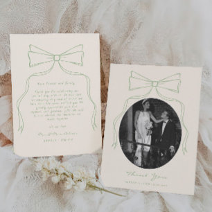 Cartão De Agradecimento Foto de Casamento Verde Arco Desenhado Mão