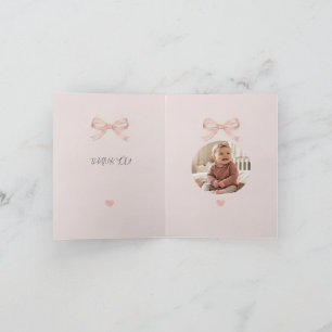 Cartão De Agradecimento Foto de Chuveirinho de Bebê com Laço Rosa