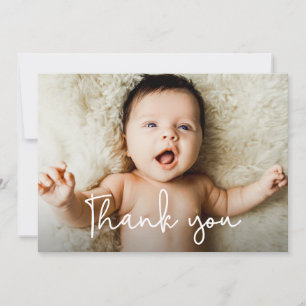 Cartão De Agradecimento Foto de Chuveiro de Bebê com Letra Manual Moderna