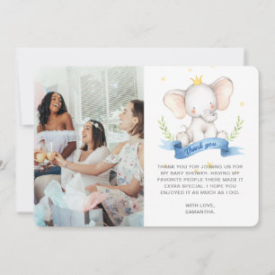 Cartão De Agradecimento Foto de Chuveiro de Bebê Elefante Floral Aquarela 