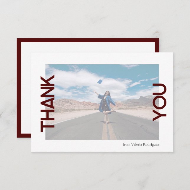 Cartão De Agradecimento Foto de Cor da Escola Maroon (Frente/Verso)