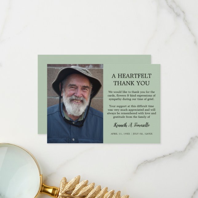 Cartão De Agradecimento Foto de Coração Funeral Clássica (Frente/Verso In Situ)