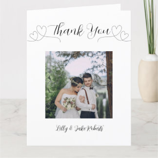 Cartão De Agradecimento Foto de Coração Moderno Casamento