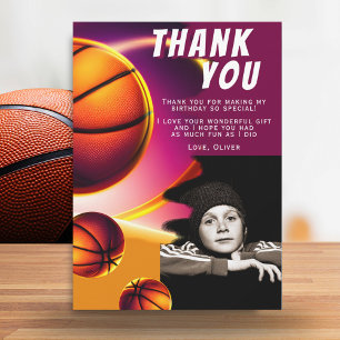 Cartão De Agradecimento Foto de Esportes de Basquetebol no Aniversário