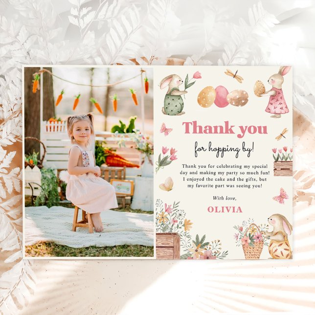 Cartão De Agradecimento Foto de Festa de aniversário de Bunny Easter Egg G (Criador carregado)