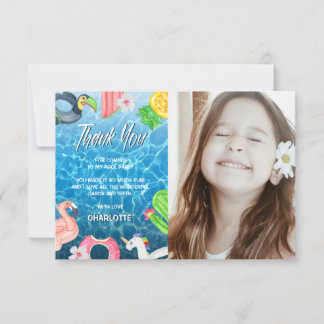 Cartão De Agradecimento Foto de Festa de Aniversário na Piscina de Verão D