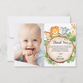 Cartão De Agradecimento Foto de Festa de aniversário Safari de Animais Sel