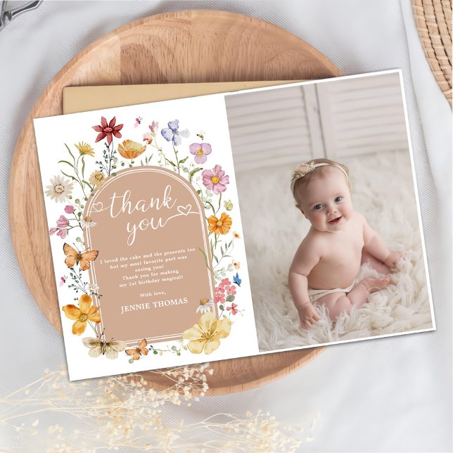 Cartão De Agradecimento Foto de Festa de primeiro aniversario de Girassol (Criador carregado)