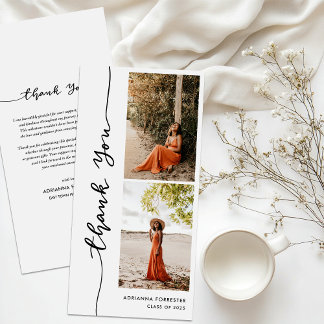 Cartão De Agradecimento Foto de Formando casual | Script Elegante Obrigado