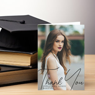 Cartão De Agradecimento Foto de Formatura Chic Personalizada Tendência