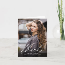 Cartão De Agradecimento Foto de Formatura com Elegância Clássica