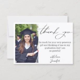 Cartão De Agradecimento foto de formatura com letra elegante