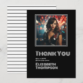 Cartão De Agradecimento Foto de Formatura com Tema Retro Disco