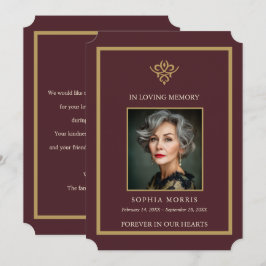 Cartão De Agradecimento Foto de Funeral Burgundy Old Money Personalizada
